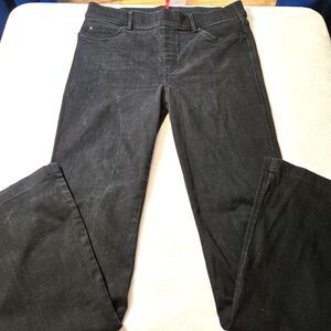 SPANX Pull On Flare Jeans Slimming Stretch Black Denim Size XL Back Pockets